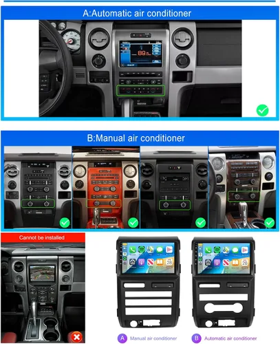 Vista 3 de Radio estéreo de coche 4+64G para Ford F150 2009-2012 Android con CarPlay Android Auto, pantalla táctil IPS de 9 pulgadas estéreo para automóvil