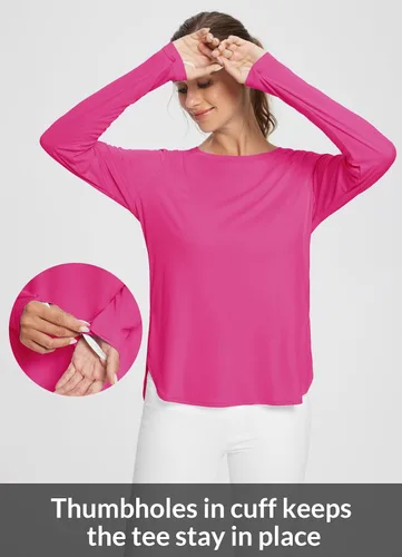 Vista 16 de BALEAF - Camisetas de sol de manga larga para mujer, con FPU 50+, para senderismo, ligeras, de secado rápido, protección contra rayos ultravioleta