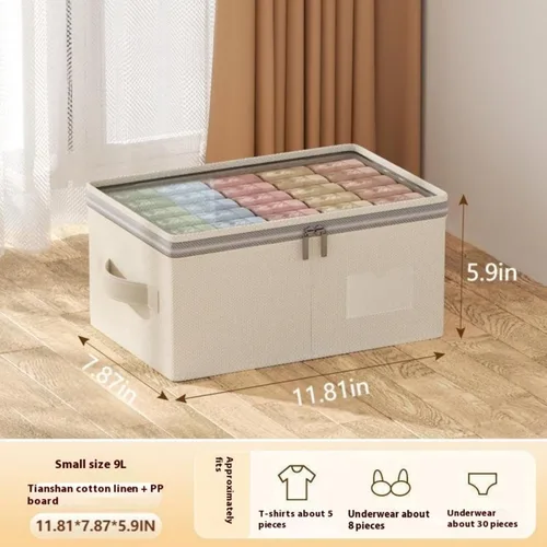 Vista 6 de Contenedores de almacenamiento con tapas, organizadores de armario y almacenamiento plegables de 9 litros, organizador pequeño para ropa / ropa