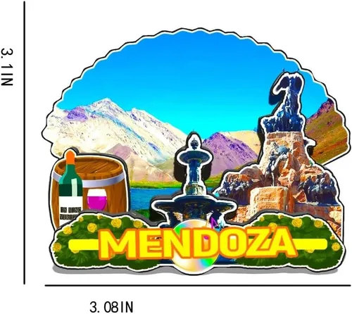 Vista 3 de Argentina Mendoza - Imán para nevera de madera 3D, monumentos coleccionables, recuerdos de viaje, decoración hecha a mano -574