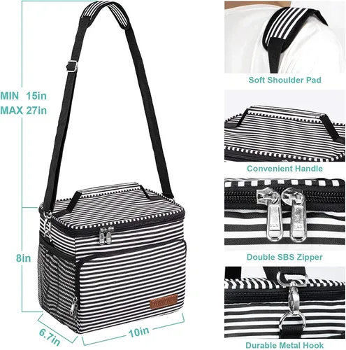 Vista 2 de MAXBA Bolsa de almuerzo reutilizable aislada para adultos, mujeres/hombres, oficina, picnic, senderismo, playa, lonchera – organizador a prueba