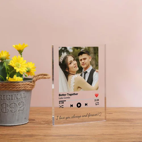 Vista 9 de Placa de música personalizada, cubierta de álbum de canción personalizada, marco de fotos personalizado, arte de vidrio, regalo de fotos, regalo