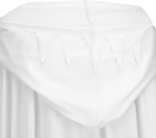 Vista 5 de Poncho de fantasma con capucha blanca para disfraz de Halloween, capa de elfo, cosplay, juego de rol