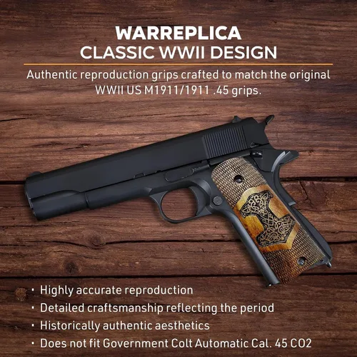 Vista 4 de WWII US M1911 / 1911 .45 Puños de madera - Reproducción