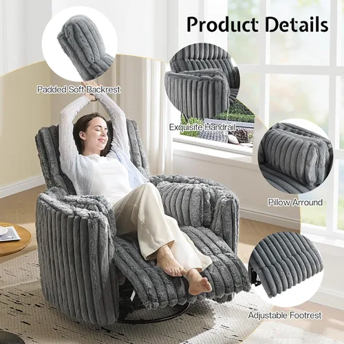 Vista 7 de Jocisland Mecedora giratoria reclinable, silla de guardería eléctrica y Gris oscuro