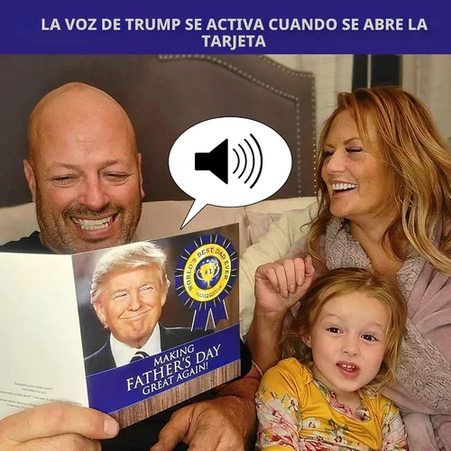 Vista 3 de Tarjeta con sonido para el día del padre de Donald Trump con sonido – Escucha la voz real de Trump, divertida tarjeta del día del padre para papá