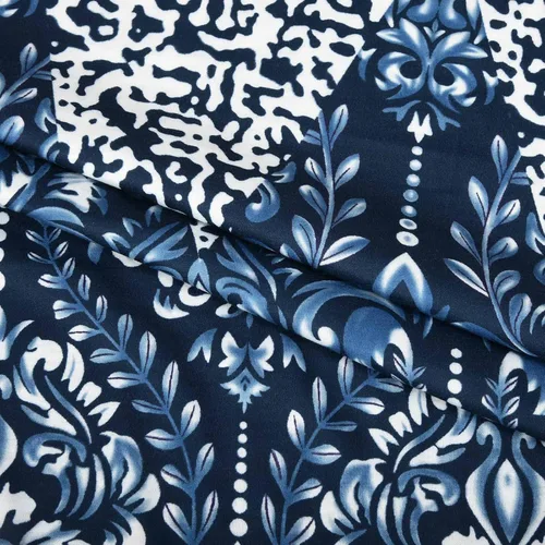 Vista 5 de Vestido corto de verano para mujer, sin mangas, estampado floral, sin mangas, con abertura de cerradura, casual, suelto, vestido de playa, Azul