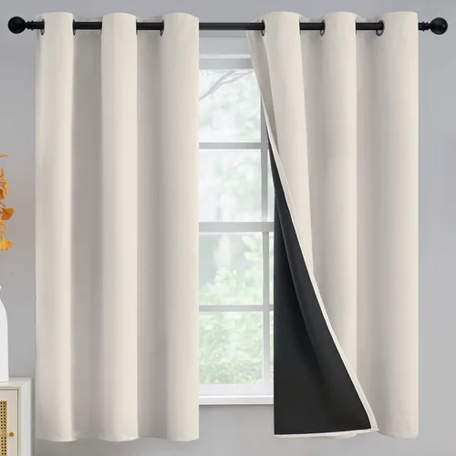 Vista 106 de Yakamok Cortinas negras, cortinas de ventana con aislamiento térmico y eficiencia energética para dormitorio, cortinas opacas completas y cortinas