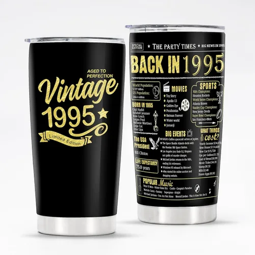 Vista 33 de Vasos de feliz cumpleaños 95 para hombres y mujeres, regalos de acero inoxidable en el año 1931, regalo de cumpleaños de 95 años para esposa