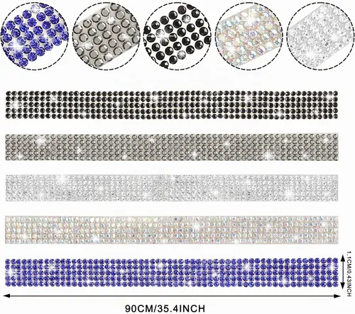 Vista 6 de TOMALL Bling Protector de Puerta de Coche con Parachoques de Cristal Antiarañazos, Tira de Cristales Adhesiva para Protector de Parachoques de Blanco