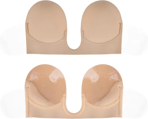 Vista 2 de Wekofi Sujetador invisible sin tirantes para mujer con escote en V profundo y adhesivo sin espalda