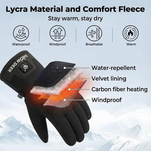 Vista 2 de Guantes térmicos para hombres y mujeres, batería recargable, para motocicleta, esquí, calentador de nieve, guantes para artritis