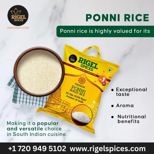 Vista 4 de Rigel Spices Ponni Arroz Hervido Envejecido De Cauvery 10 Lbs Calidad premium