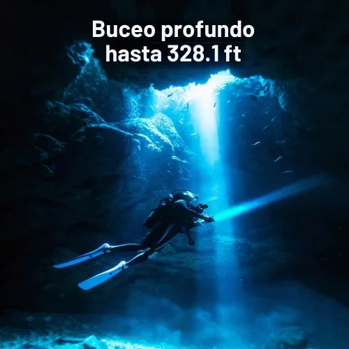 Vista 3 de Linterna de buceo de 10000 lúmenes, luz de buceo IPX8, impermeable, recargable, 3 modos, linterna submarina, linterna LED submarina profesional