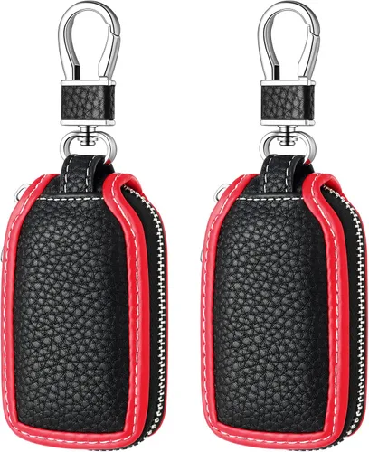 Vista 8 de Frienda 2 Piezas Funda de Llavero de Cuero para Coche, Funda para Llavero Auto, Protector Inteligente de Llavero de Coche, Azul, Cadena