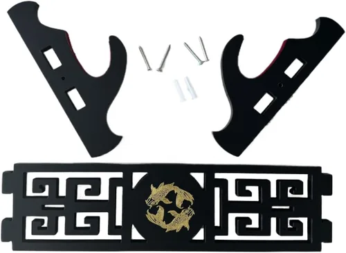 Vista 5 de Katana - Soporte de pared para espada de terciopelo de 1 nivel, patrones de peces dorados, soporte acolchado de espada samurái, soporte de espada