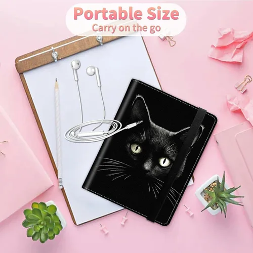 Vista 6 de Álbum de fotos de gatos negros de 4 x 6 pulgadas, 120 bolsillos con banda elástica fuerte, carpeta protectora de hojas pequeñas para fotos, álbum