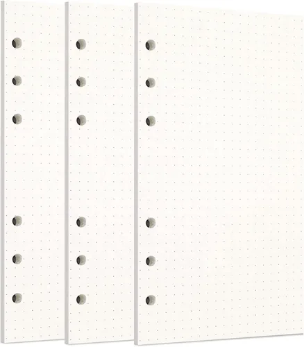 Vista 48 de Zelten 1 paquete A5 de 80 hojas/160 páginas 4 en 1 rayado cuadrado punteado en blanco hojas sueltas perforadas papel de repuesto de papel