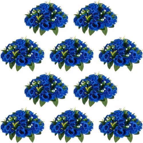 Vista 23 de NUPTIO Arreglo de Bolas de Flores en Ramo - 2 Piezas de 9.5 Pulgadas de Diámetro Bolas de Flores Falsas Carmesí Rosas para Centros de Mesa Mesas