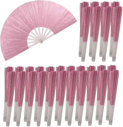 Vista 20 de 10 ventiladores plegables grandes de mano para hombres y mujeres, abanicos decorativos plegables, accesorios rave, utilizado para bailes, fiestas