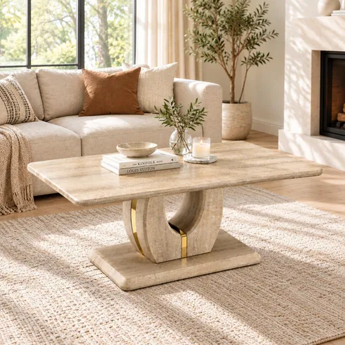 Vista 10 de LKTART Mesa de Centro Rectangular para Sala de Estar, Mesas de Centro de Imitación de Mármol con Almacenamiento, Base Moderna Estable Mesa de Centro