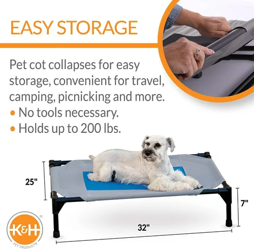 Vista 2 de K&H Manufacturing Coolin' Cuna para mascotas, Gris/Azul