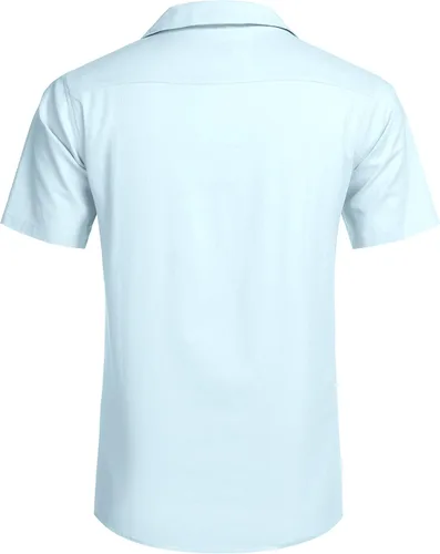 Vista 4 de COOFANDY - Camisas hawaianas de algodón y lino, florales, tropicales, con botones para hombre