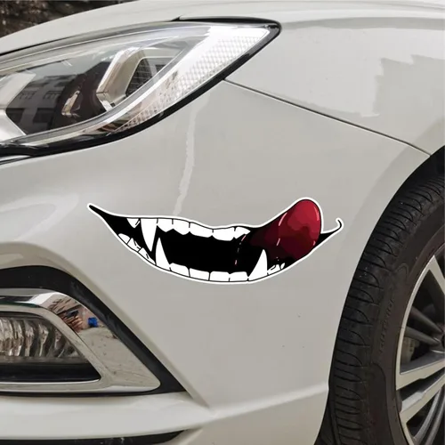 Vista 6 de Calcomanías para casco de motocicleta, calcomanías de decoración de dientes oscuros de personalidad para casco, calcomanías de bricolaje