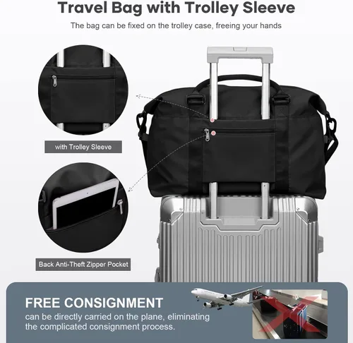 Vista 3 de Bolsa de viaje para gimnasio, bolsa de hombro para mujer, bolsa de hombro para fin de semana