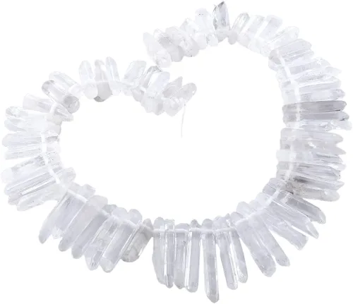 Vista 20 de mookaitedecor Cuentas sueltas de cristal de cuarzo de roca con revestimiento de titanio, puntas de cristal, púas, perforadas en la parte superior