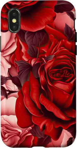 Vista 5 de Acuarela Rosa Rojo Rosas Patrón Caso para iPhone 17