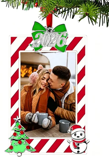Vista 9 de WANSHUNLMI Marco de fotos verde 2026, marco de fotos de metal para Navidad, decoración de árbol de Navidad, mesa o árbol de Navidad, de dos maneras