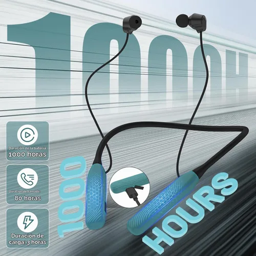 Vista 3 de Auriculares Bluetooth con banda para el cuello, auricular Bluetooth con Verde