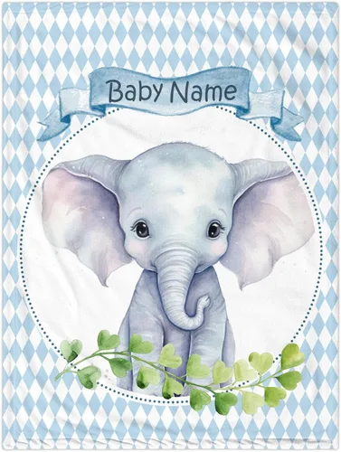 Vista 11 de Manta de bebé personalizada de elefante, manta de bebé floral con nombre para niñas, mantas de recepción de felpa suave para bebés recién nacidos