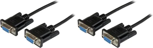 Vista 4 de StarTech DB9 RS232 - Cable de módem nulo, 3.3 ft, color negro (SCNM9FF1MBK) Cable de módem nulo RS232 de 9 pines, cable cruzado, DB-9 (F) a DB-9