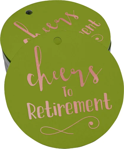 Vista 22 de Etiquetas de papel para colgar con texto en inglés "Cheers to Retirement Wall" (50 unidades)
