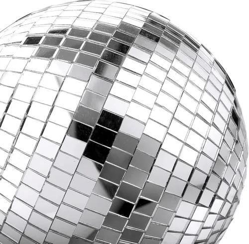 Vista 4 de Paquete de 4 bolas de discoteca de espejo, bolas de discoteca colgantes plateadas de 6 pulgadas con cuerda adjunta para una fiesta o efecto de luz