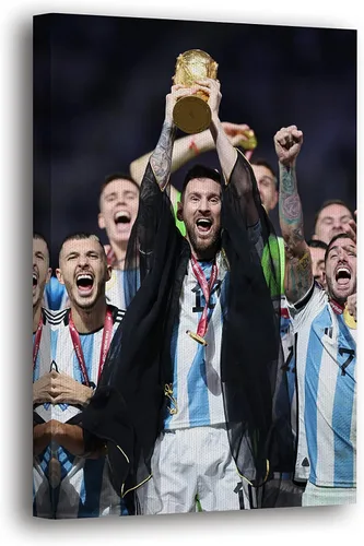 Vista 9 de SpiritualHands Lionel Messi - Póster en lienzo de Messi Argentina, póster de fútbol de Leo Messi para dormitorio de niños, 8 x 12 pulgadas, listo