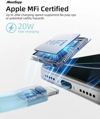 Vista 4 de Paquete de 3 cargadores para iPhone de 10 pies con certificación MFi de Apple, cable Lightning de carga rápida compatible con iPhone 14 13 12 11 Pro
