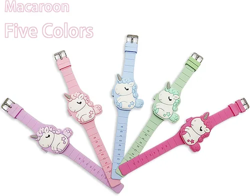 Vista 4 de Reloj de unicornio para niños para niñas pequeñas, tiempo de aprendizaje 3D lindo diseño de concha de dibujos animados niños reloj LED digital