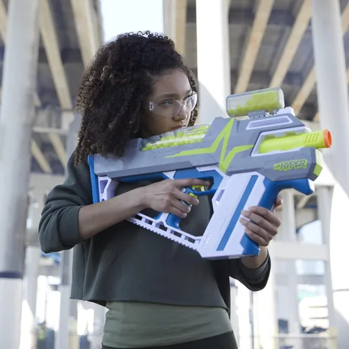 Vista 6 de Nerf Hyper Mach-100 - Lanzador totalmente motorizado, gafas, velocidad de hasta 110 FPS, fácil recarga