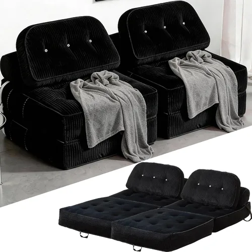 Vista 8 de Sofá cama plegable Futón Sofá Cama Silla Rosa y Negro Negro y rosado