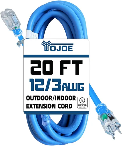 Vista 43 de YOJOE Extensión de cable para interiores y exteriores con extremo iluminado, cable resistente de 3 puntas 15A a prueba de inclemencias del tiempo