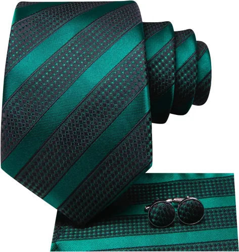 Vista 50 de Hi-Tie Corbatas de seda para hombre, diseño de cachemira a rayas, con bolsillo, gemelos cuadrados, conjunto formal de negocios
