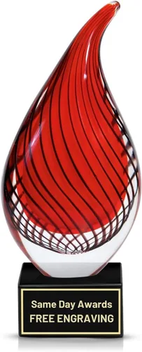Vista 29 de Premio de Vidrio Artístico Soplado a Mano – Premio Elegante con Grabado Personalizado para Corporativo, Deportes, Jubilación, Reconocimiento