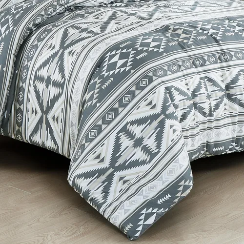 Vista 7 de Chezmoi Collection Zella - Juego de edredón de 2 piezas con motivo geométrico del suroeste, ropa de cama de microfibra lavada con estampado