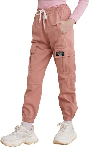 Vista 2 de YiZYiF Pantalones deportivos tipo cargo para niños y niñas, holgados, para baile de hip hop, pantalones casuales de verano con bolsillos
