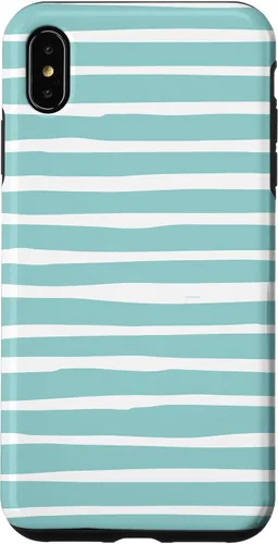 Vista 11 de iPhone 16 Cute Pastel Mint Green Aqua & White Wavy Stripe Case