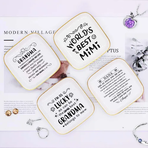 Vista 5 de Littlefa To My MiMi - Bandeja decorativa para anillos de cerámica para abuela, regalo significativo para abuela de nieto, regalo único para abuela