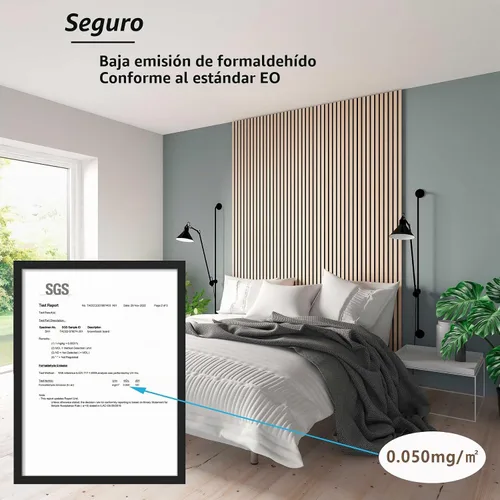 Vista 5 de 2 paneles acústicos de listones de madera para una decoración elegante y reducción de ruido, panel texturizado 3D para techo y pared, roble blanco